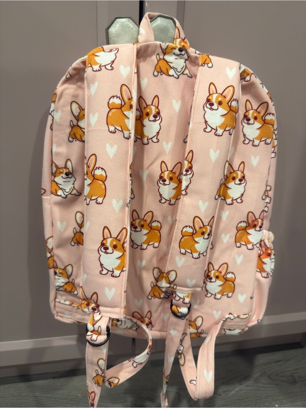 Kids Pink Corgi-Print Super Soft Backpack